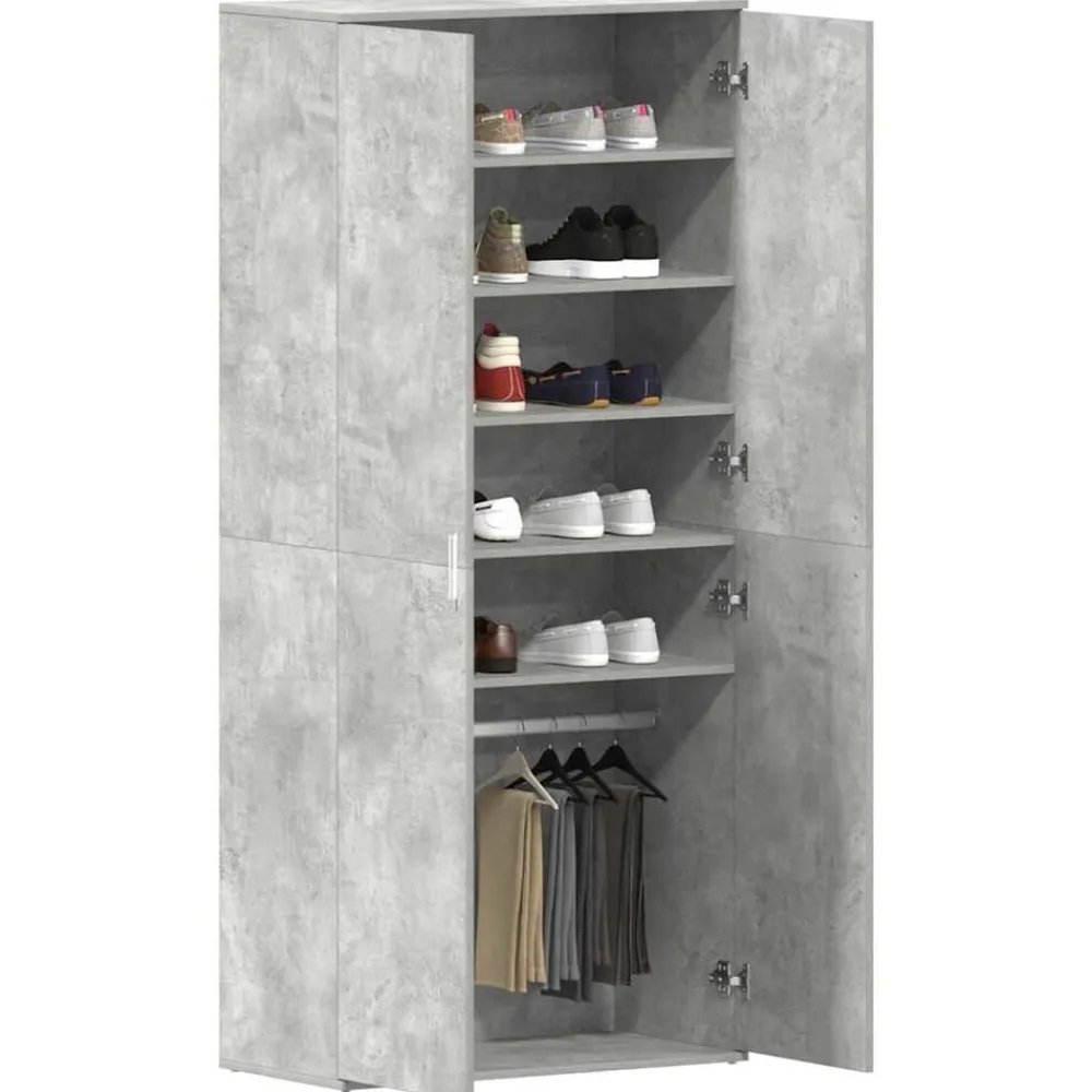 vidaXL Productos Del Hogar-Armario Zapatero con estante Gris Concreto 80 x 39 x 178 cm