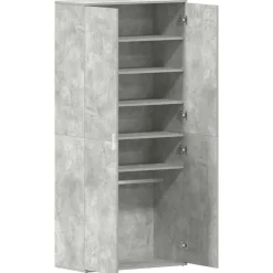 vidaXL Productos Del Hogar-Armario Zapatero con estante Gris Concreto 80 x 39 x 178 cm