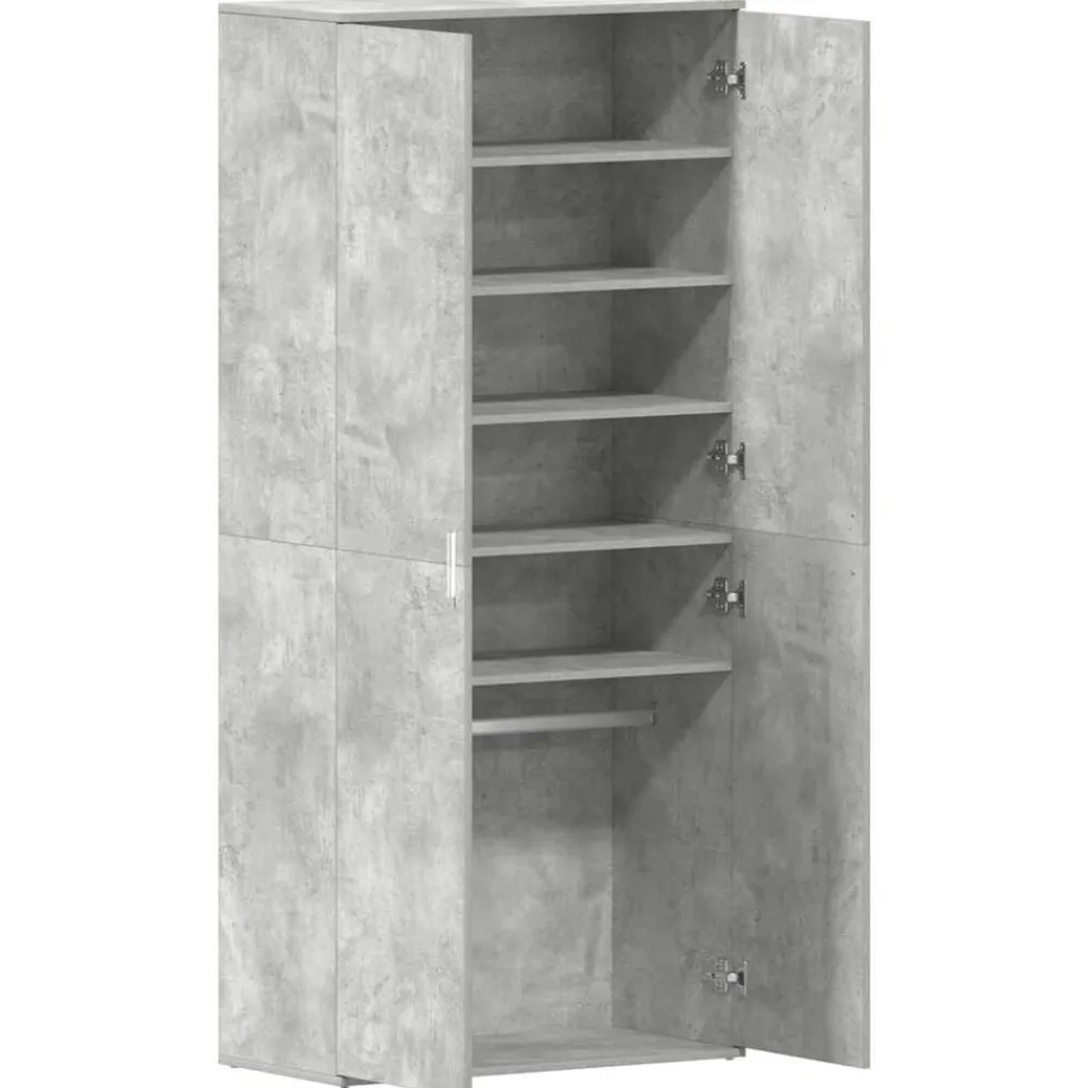 vidaXL Productos Del Hogar-Armario Zapatero con estante Gris Concreto 80 x 39 x 178 cm