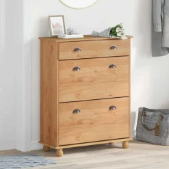 vidaXL Productos Del Hogar-Armario Zapatero con cajón ASKIM Marrón 85 x 35 x 108 cm