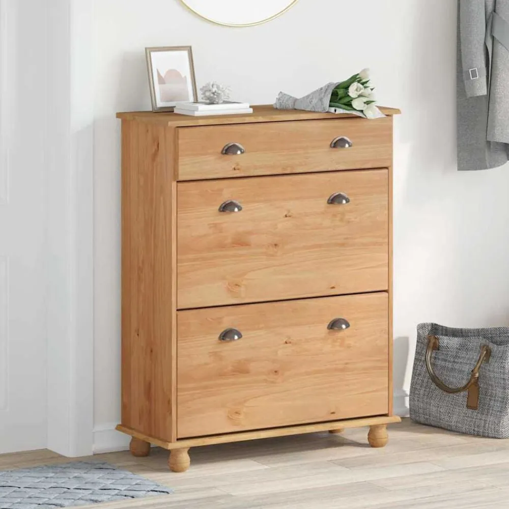 vidaXL Productos Del Hogar-Armario Zapatero con cajón ASKIM Marrón 85 x 35 x 108 cm