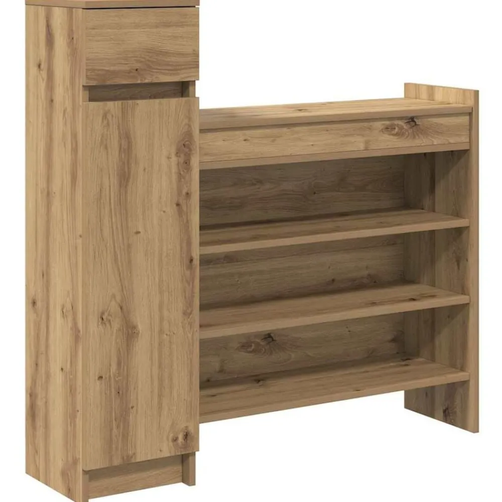 vidaXL Productos Del Hogar-Armario Zapatero con cajón Roble artesanal 100,5 x 28 x 100 cm