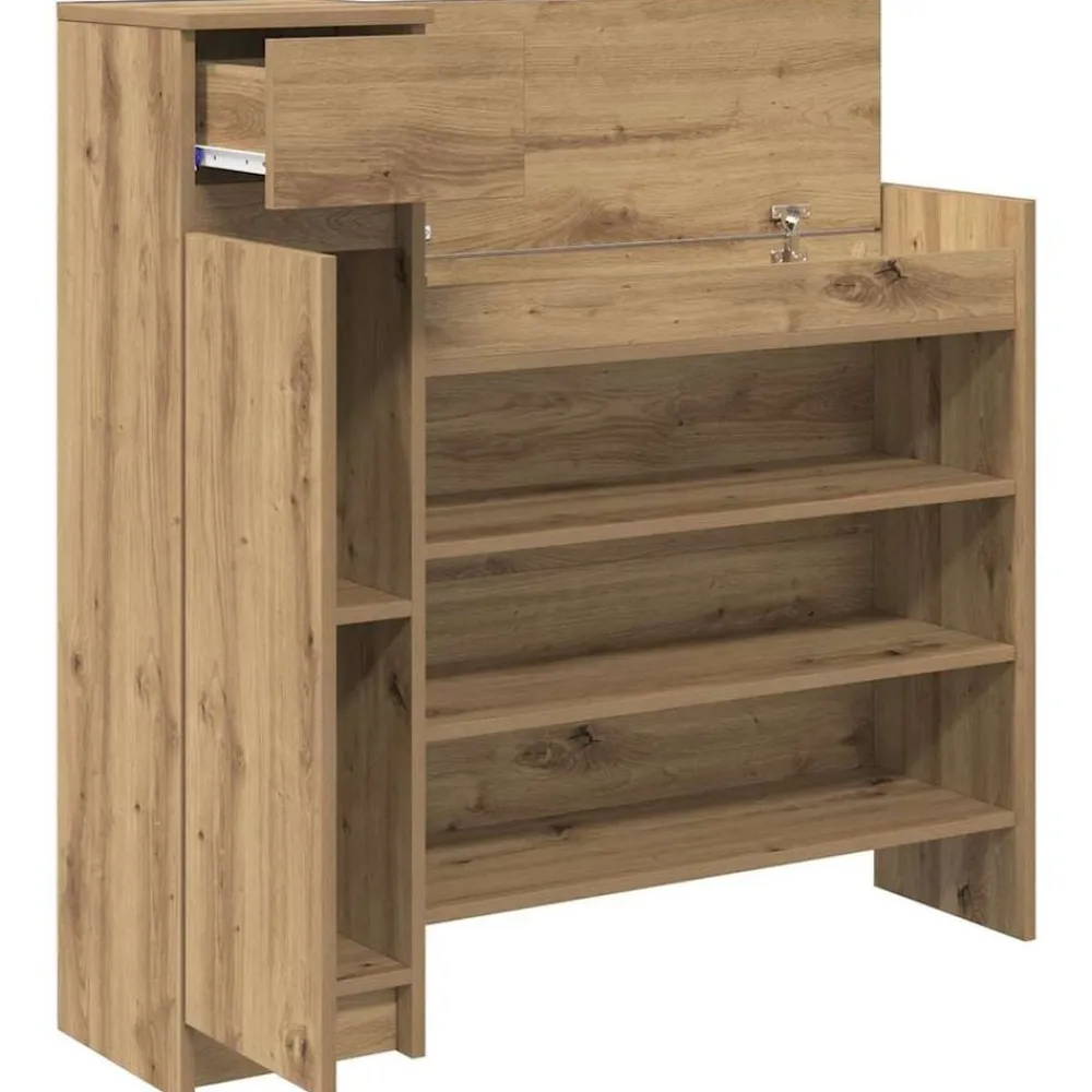 vidaXL Productos Del Hogar-Armario Zapatero con cajón Roble artesanal 100,5 x 28 x 100 cm