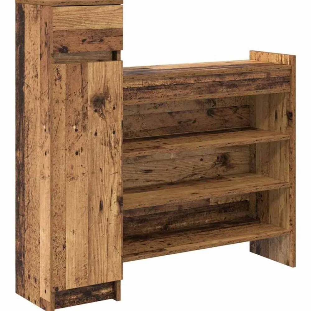 vidaXL Productos Del Hogar-Armario Zapatero con cajón Madera vieja 100,5 x 28 x 100 cm