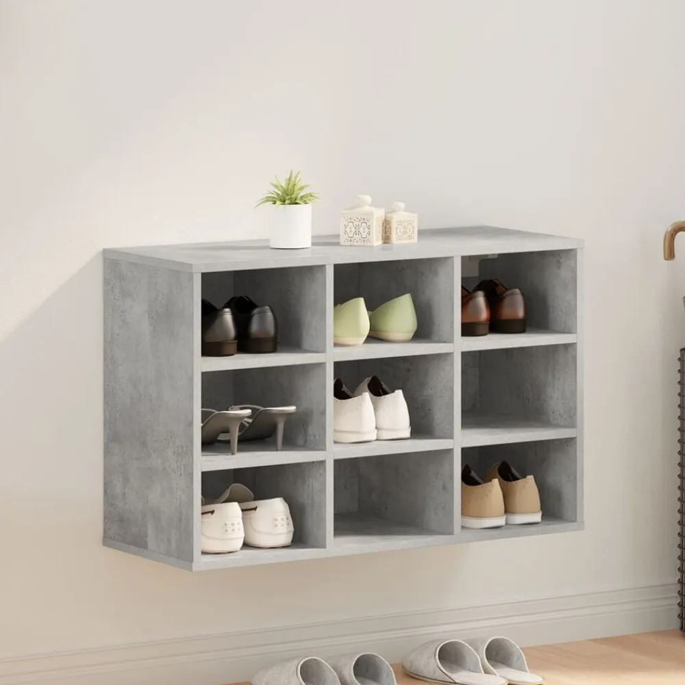 vidaXL Productos Del Hogar-Armario Zapatero con estante Gris hormigón 77,5 x 30 x 51 cm