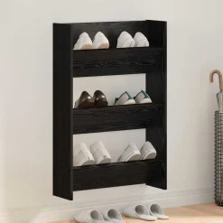 vidaXL Armario Zapatero con estante 60 x 18 x 90 cm Roble negro Clearance