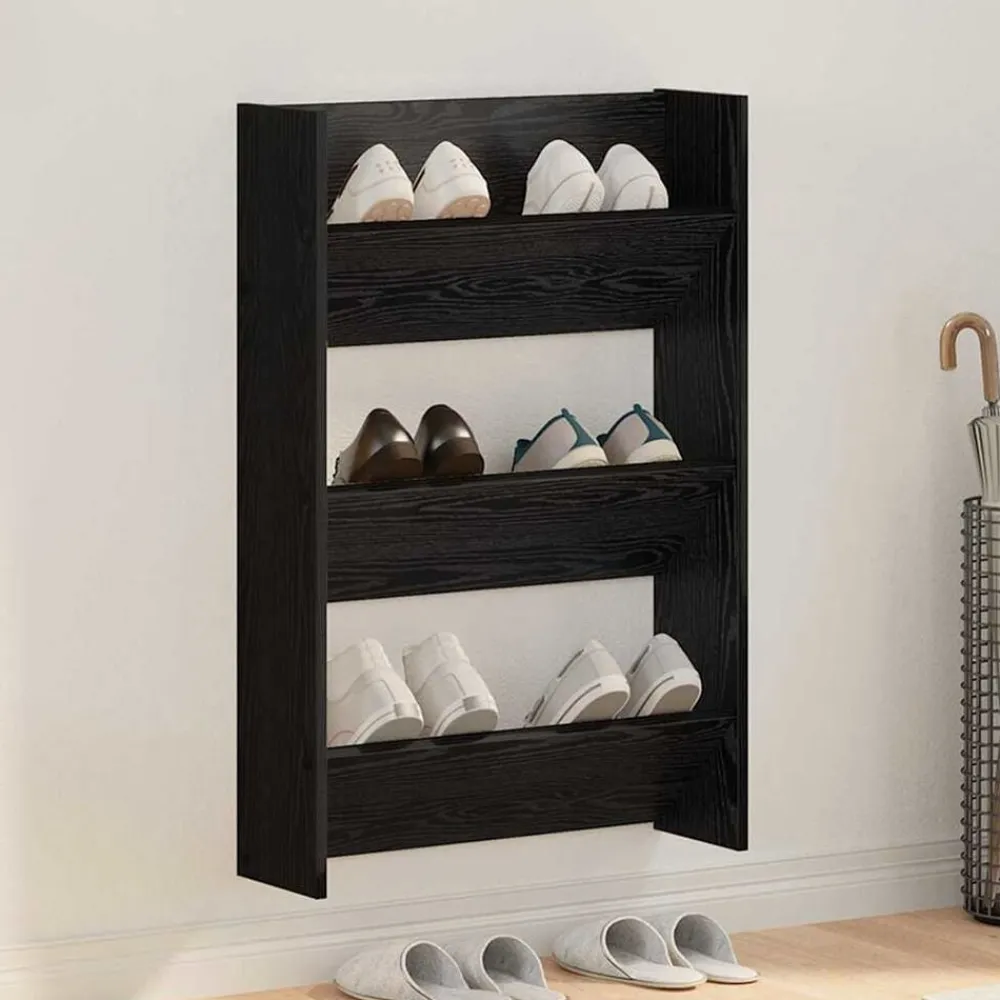 vidaXL Armario Zapatero con estante 60 x 18 x 90 cm Roble negro Clearance