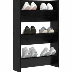vidaXL Armario Zapatero con estante 60 x 18 x 90 cm Roble negro Clearance