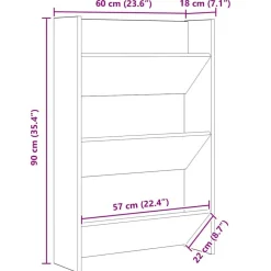 vidaXL Armario Zapatero con estante 60 x 18 x 90 cm Roble negro Clearance