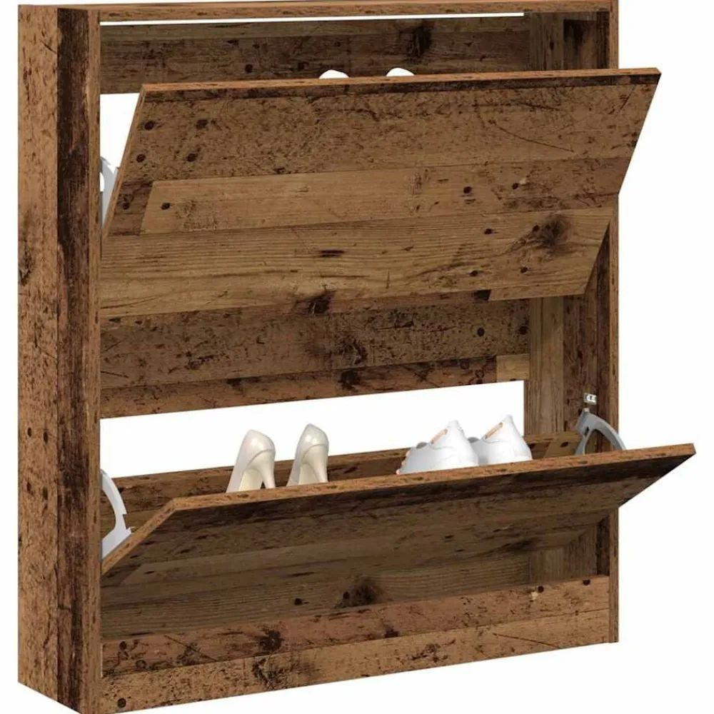 vidaXL Armario Zapatero con estante Madera vieja 80 x 21 x 87,5 cm Madera envejecida Online