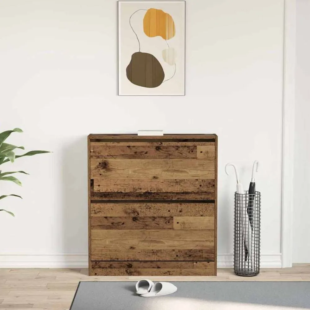 vidaXL Armario Zapatero con estante Madera vieja 80 x 21 x 87,5 cm Madera envejecida Online