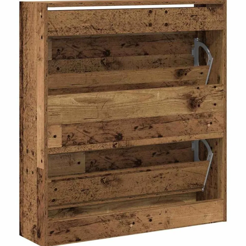 vidaXL Armario Zapatero con estante Madera vieja 80 x 21 x 87,5 cm Madera envejecida Online