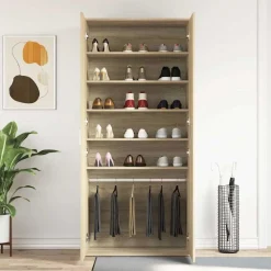 vidaXL Armario Zapatero con estante 80 x 39 x 178 cm Roble Sonoma Clearance