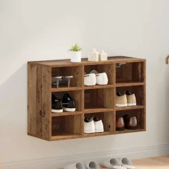 vidaXL Armario Zapatero con estante Madera vieja 77,5 x 30 x 51 cm Madera envejecida Outlet