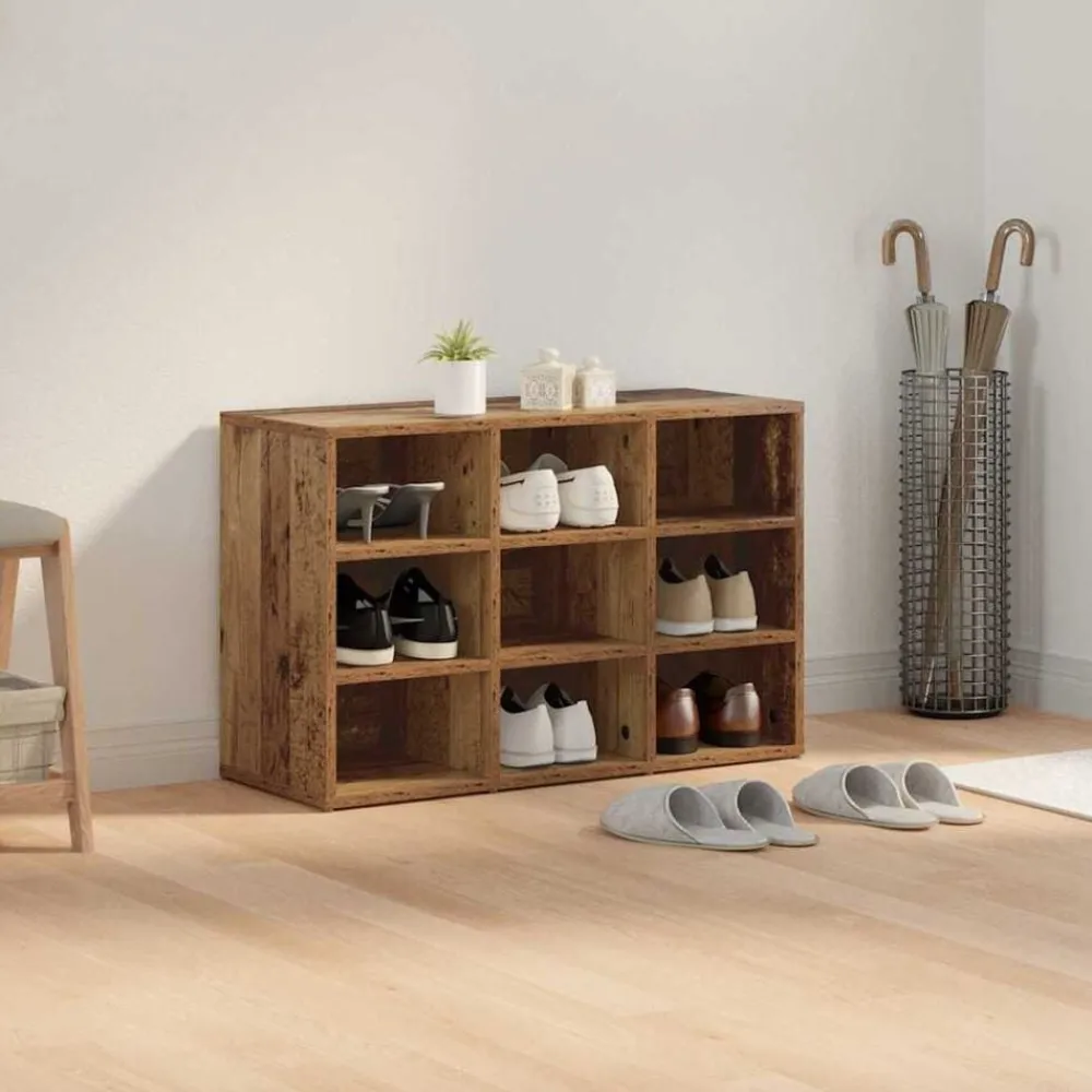 vidaXL Armario Zapatero con estante Madera vieja 77,5 x 30 x 51 cm Madera envejecida Outlet