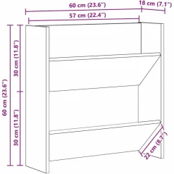 vidaXL Productos Del Hogar-Armario Zapatero con estante Roble artesanal 60 x 18 x 60 cm