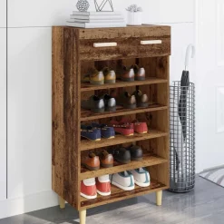vidaXL Productos Del Hogar-Armario Zapatero con cajón Liso Madera vieja 60 x 35 x 105 cm