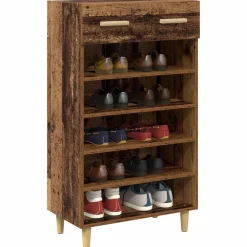 vidaXL Productos Del Hogar-Armario Zapatero con cajón Liso Madera vieja 60 x 35 x 105 cm