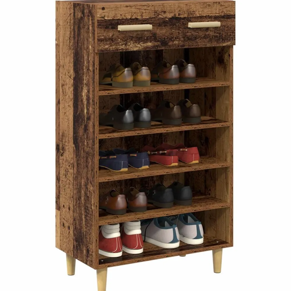 vidaXL Productos Del Hogar-Armario Zapatero con cajón Liso Madera vieja 60 x 35 x 105 cm