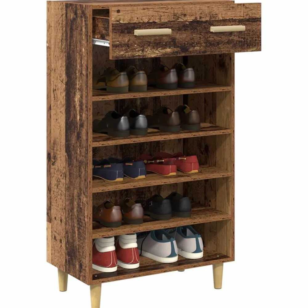 vidaXL Productos Del Hogar-Armario Zapatero con cajón Liso Madera vieja 60 x 35 x 105 cm
