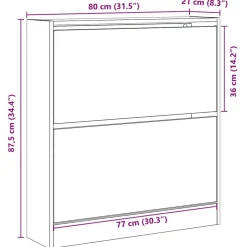 vidaXL Armario Zapatero con estante Roble ahumado 80 x 21 x 87,5 cm Roble artisan New