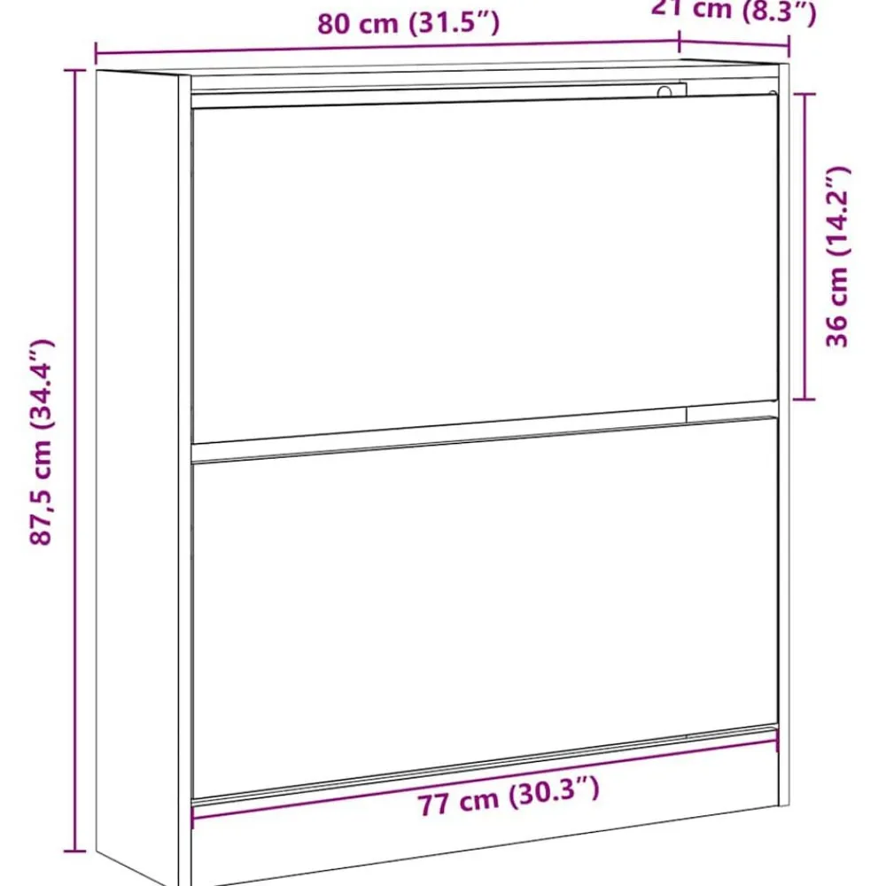 vidaXL Armario Zapatero con estante Roble ahumado 80 x 21 x 87,5 cm Roble artisan New