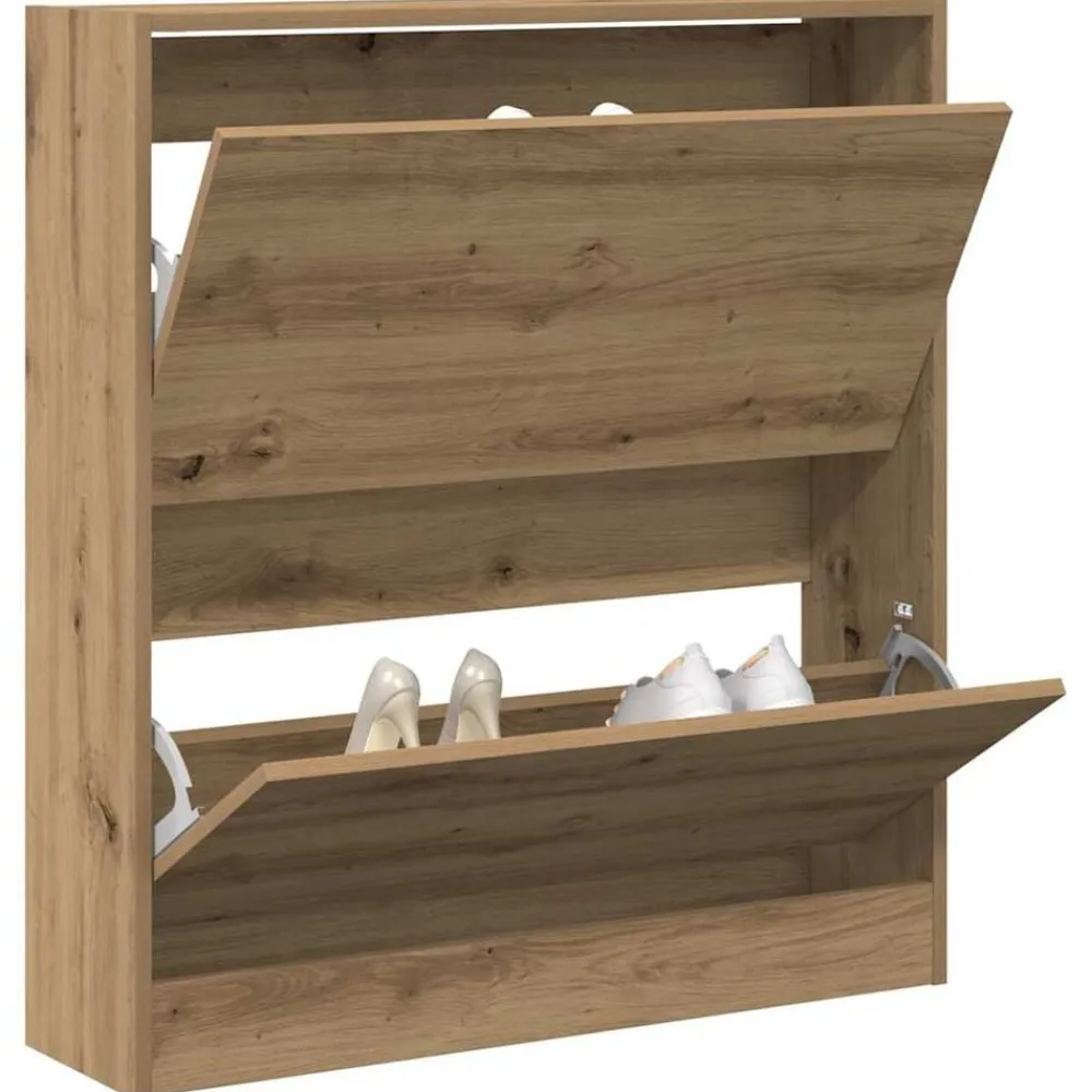 vidaXL Armario Zapatero con estante Roble ahumado 80 x 21 x 87,5 cm Roble artisan New