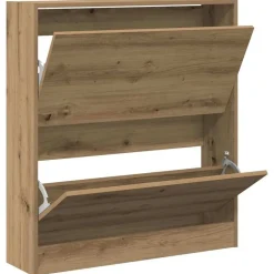 vidaXL Armario Zapatero con estante Roble ahumado 80 x 21 x 87,5 cm Roble artisan New