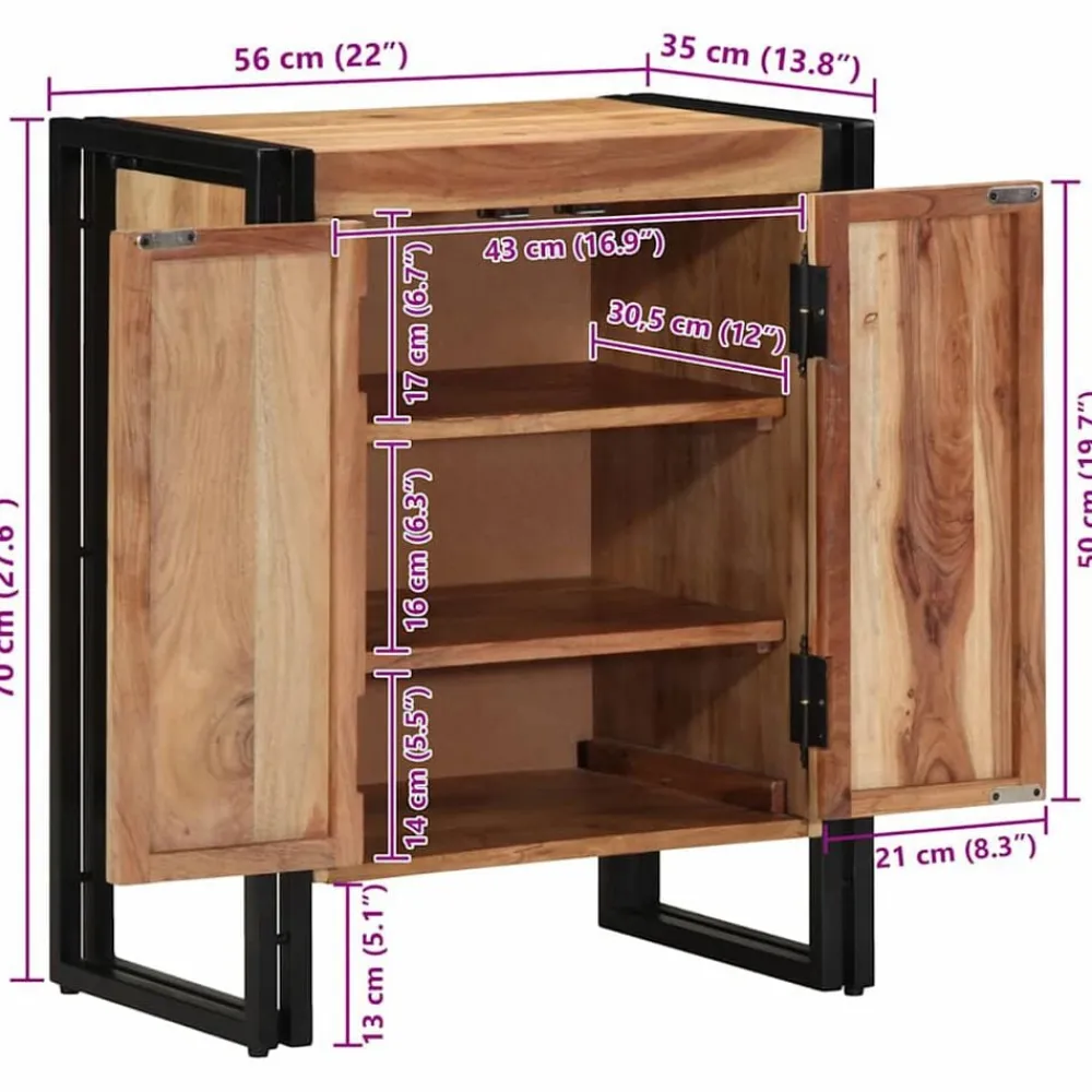 vidaXL Armario Zapatero Marrón 56 x 35 x 70 cm Madera maciza de Acacia Discount
