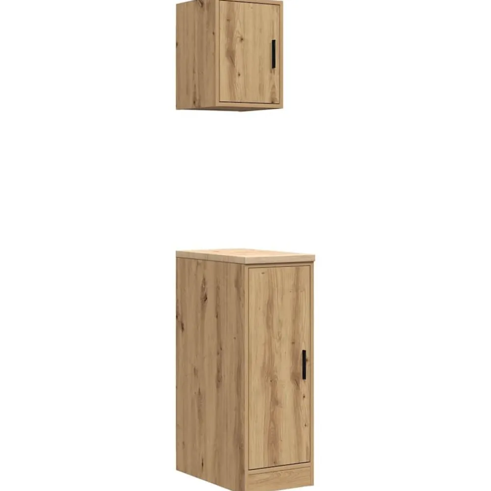vidaXL Almacenamiento Industrial-Armarios 2 uds para garaje madera ingeniería artesanal roble