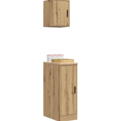 vidaXL Almacenamiento Industrial-Armarios 2 uds para garaje madera ingeniería artesanal roble