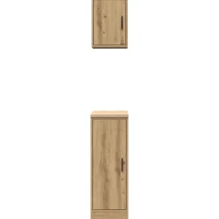 vidaXL Almacenamiento Industrial-Armarios 2 uds para garaje madera ingeniería artesanal roble