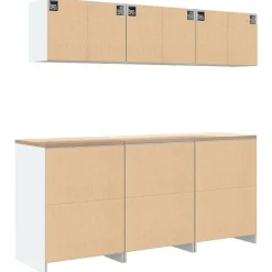vidaXL Armarios 6 uds para garaje madera de ingeniería Blanco