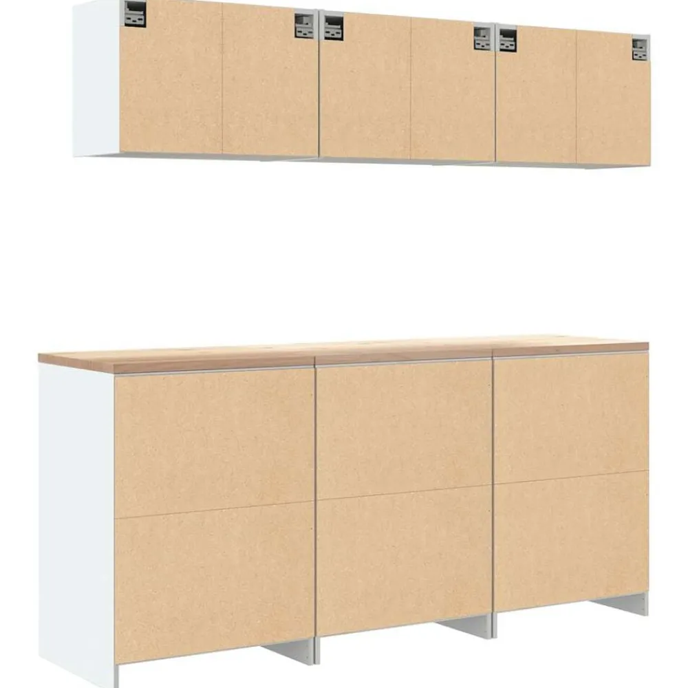 vidaXL Armarios 6 uds para garaje madera de ingeniería Blanco