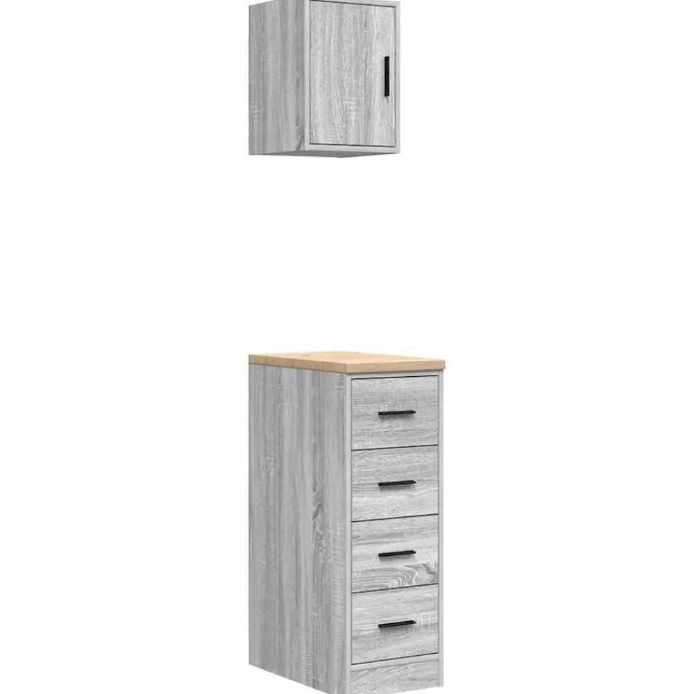 vidaXL Armarios 2 uds para garaje madera ingeniería Gris sonoma Outlet