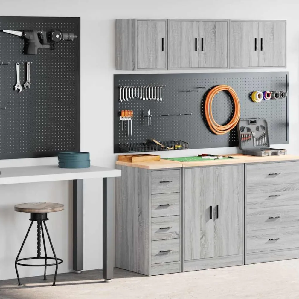vidaXL Armarios 2 uds para garaje madera ingeniería Gris sonoma Outlet