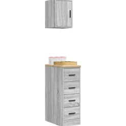 vidaXL Armarios 2 uds para garaje madera ingeniería Gris sonoma Outlet