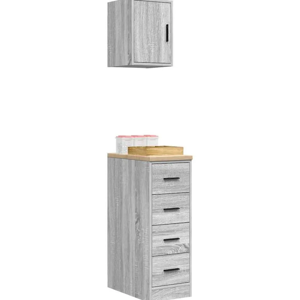 vidaXL Armarios 2 uds para garaje madera ingeniería Gris sonoma Outlet