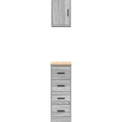 vidaXL Armarios 2 uds para garaje madera ingeniería Gris sonoma Outlet