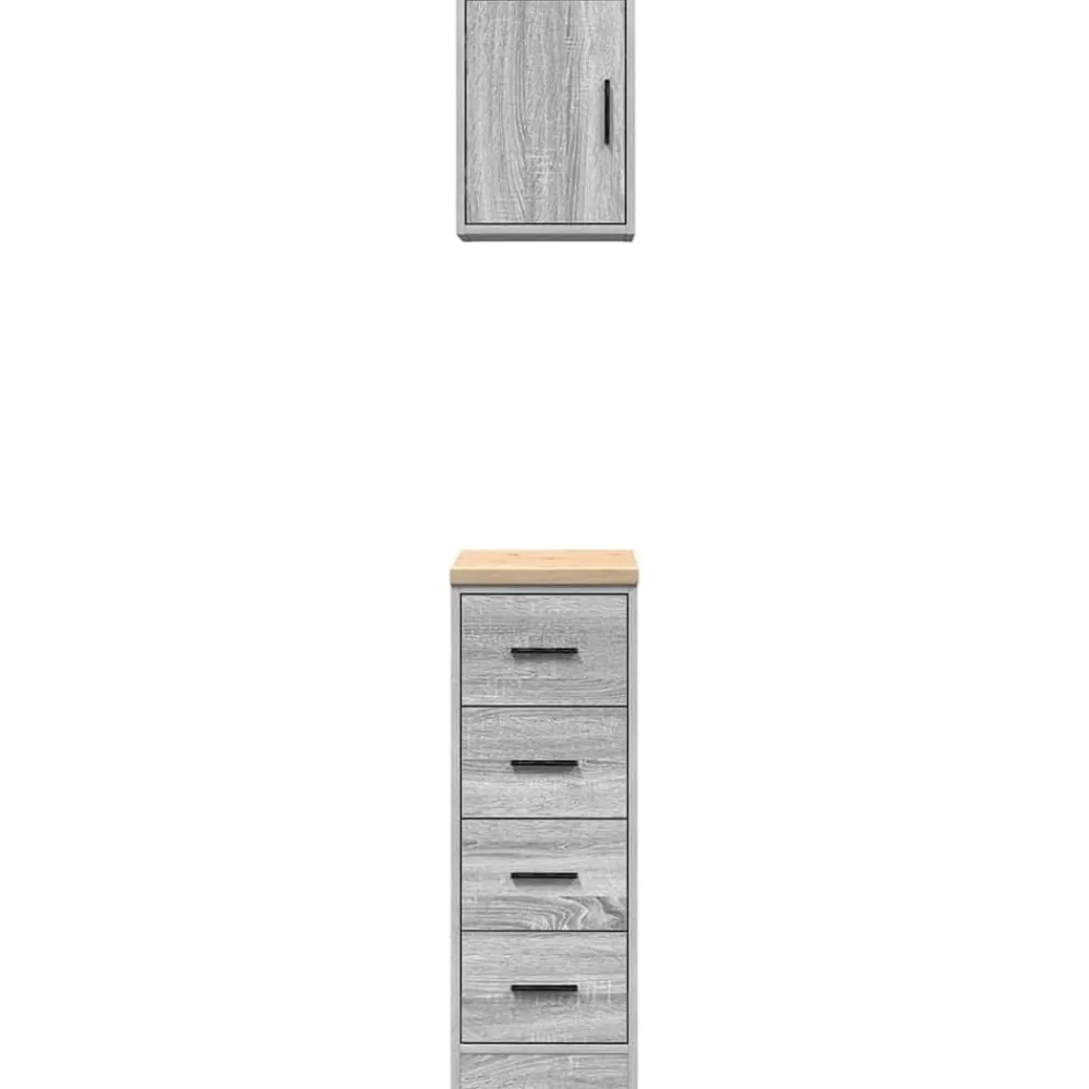 vidaXL Armarios 2 uds para garaje madera ingeniería Gris sonoma Outlet