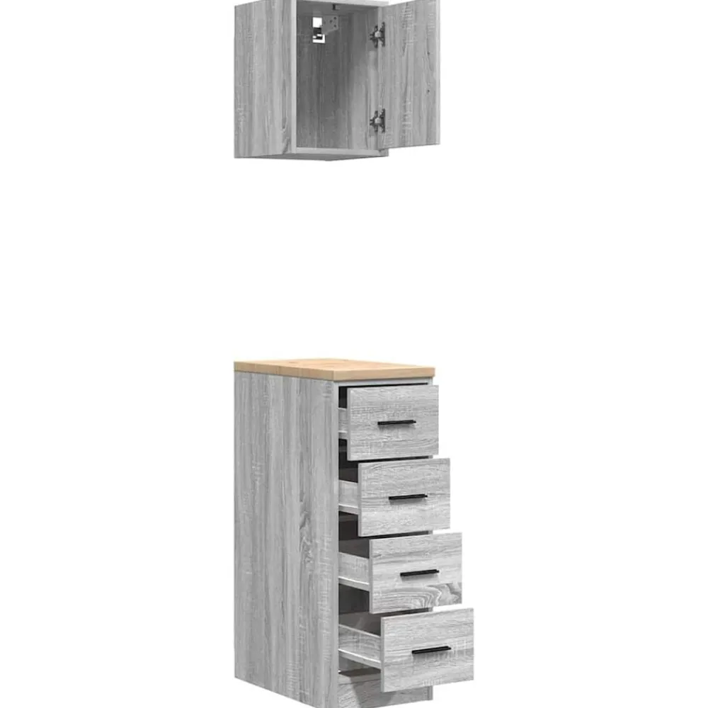 vidaXL Armarios 2 uds para garaje madera ingeniería Gris sonoma Outlet