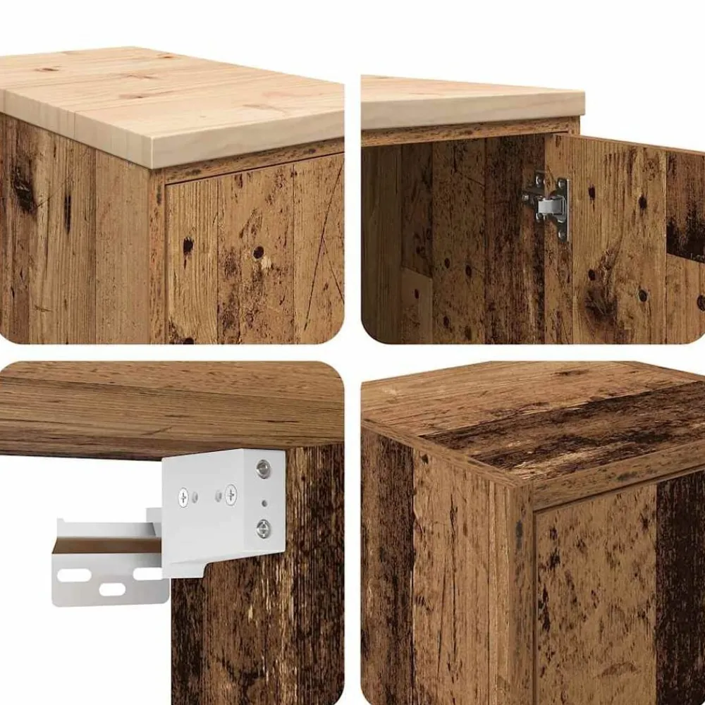 vidaXL Almacenamiento Industrial-Armarios 2 uds para garaje madera ingeniería antigua madera
