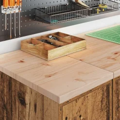 vidaXL Almacenamiento Industrial-Armarios 2 uds para garaje madera ingeniería antigua madera
