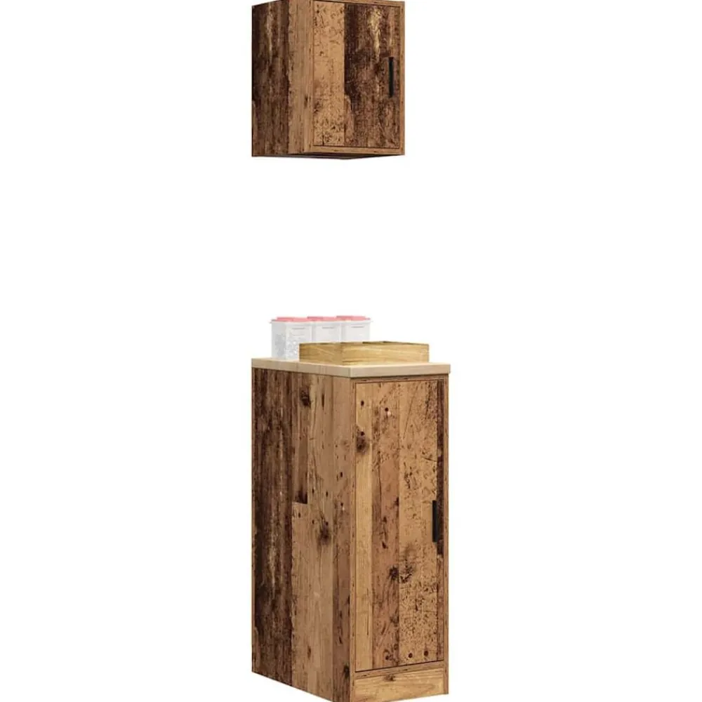 vidaXL Almacenamiento Industrial-Armarios 2 uds para garaje madera ingeniería antigua madera