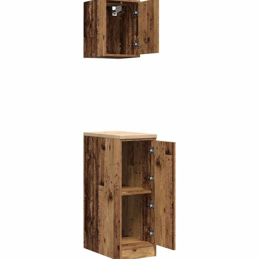 vidaXL Almacenamiento Industrial-Armarios 2 uds para garaje madera ingeniería antigua madera