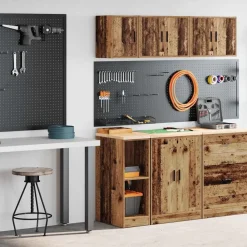 vidaXL Armarios 2 uds para garaje madera ingeniería antigua madera Madera antigua Outlet