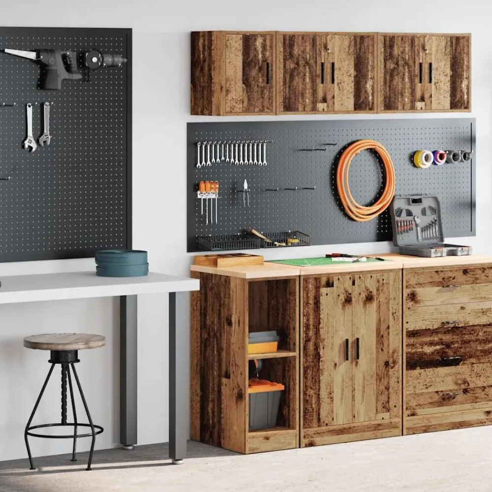 vidaXL Armarios 2 uds para garaje madera ingeniería antigua madera Madera antigua Outlet