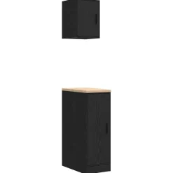 vidaXL Armarios 2 uds para garaje madera de ingeniería Negro Discount
