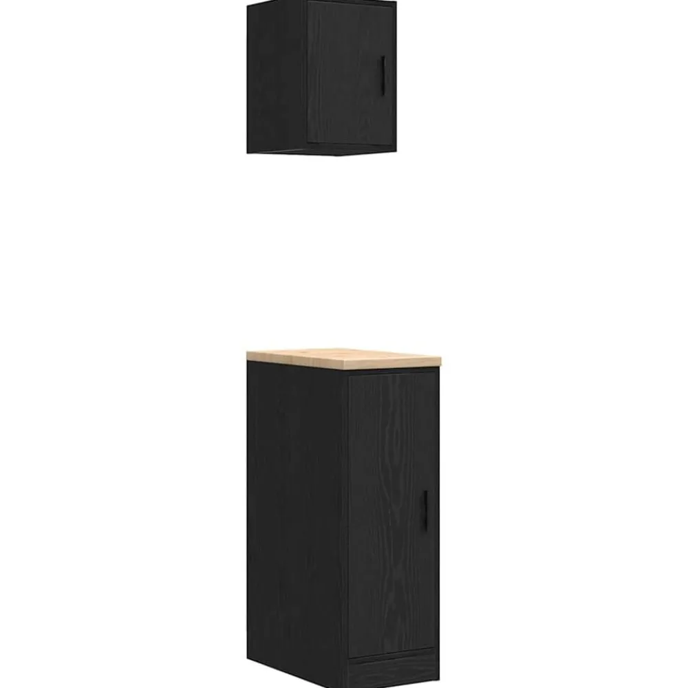 vidaXL Armarios 2 uds para garaje madera de ingeniería Negro Discount
