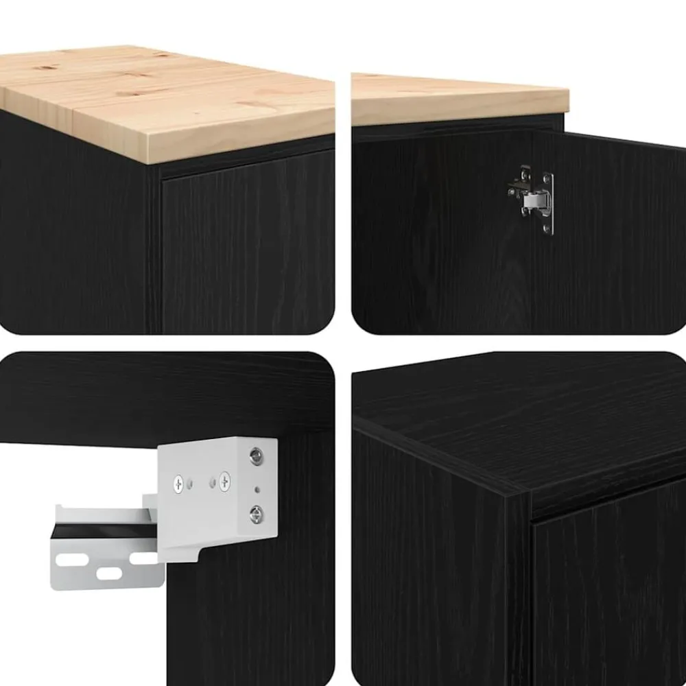 vidaXL Armarios 2 uds para garaje madera de ingeniería Negro Discount